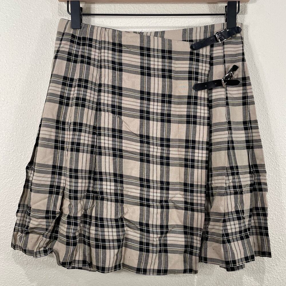 Vintage 90s Y2k Necessary Objects Plaid Wrap Buckle Mini Skirt Alt Grunge Emo 7